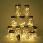 Solar Mason Jar Lights, 12 Pack 30 LED Fairy Star Firefly String Lids Lights with 12 Hangers for Patio Yard Garden Party Wedding Christmas Decoration(Jars Not Included) by Decorman