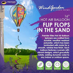 Hot Air Balloon Hanging Garden Spinner 16" - Vibrant Flip Flops in the Sand Design, Weather-Resistant Outdoor Decor, Durable & Lightweight for Patios, Yards, and Gardens - Eye-Catching Wind Spinner - Image 2