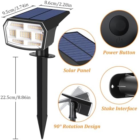 6-Pack Solar Spot Lights Outdoor Waterproof,Landscape Spotlight Warm White - Image 7