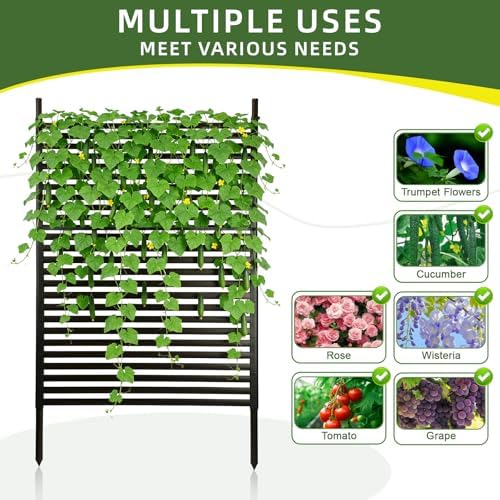 Metal Garden Trellis for Climbing Plants, 59 Inch Tall Fence Plant Support for Flower and Vegetable (35.5" W x 59" H) - Image 4