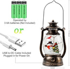 Christmas Snow Globe Lantern with Snowman and Cardinal, Vintage Kerosene-Style Musical Lighted Water Lantern with Swirling Glitter, 6H Timer, USB Powered or Battery Operated, Christmas Decor Gift - Image 4