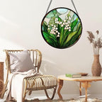 Stained Glass Window Hanging - White Green Lily of The Valley Suncatcher for Doors Garden Terrace Plant Sun Catchers Decor Mother's Day Birthday Flowers Gifts for Women Men Mom 11.8 in - Image 4