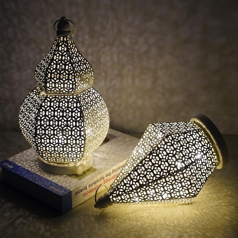 Moroccan Style Vintage Lantern Metal Decorative Table Lamp 9.84" Tall Moroccan Lantern Decorative Candle Holder Lamp for Home Living Room Bedroom Garden Yard Weddings Parties 03 - Image 4