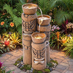 31" H Tiki Statue Outdoor Water Fountain with LED Lights by Ultym