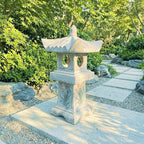 Asian Orchid Pagoda Stone Lantern Statue 23.6”H Zen Japanese Garden Decor - Image 3