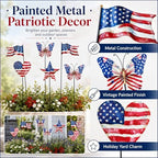 8 Pcs 4th of July Decorations Outdoor,Patriotic Metal Stars Butterflies Hearts Flags Decorative Garden Stakes for Independence Day 250th Anniversary,Americana Yard Signs Decor for Garden Lawn Porch - Image 4
