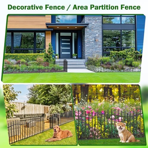 No Dig Garden Fence 24" H x 22.5'L with Gate Decorative Yard Dog Panels - Image 4