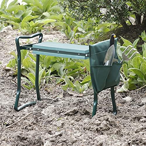 Cosway Garden Foldable Kneeler Bench Seat with 2 Tool Pouches and EVA Kneeling Pad Handles - Image 5