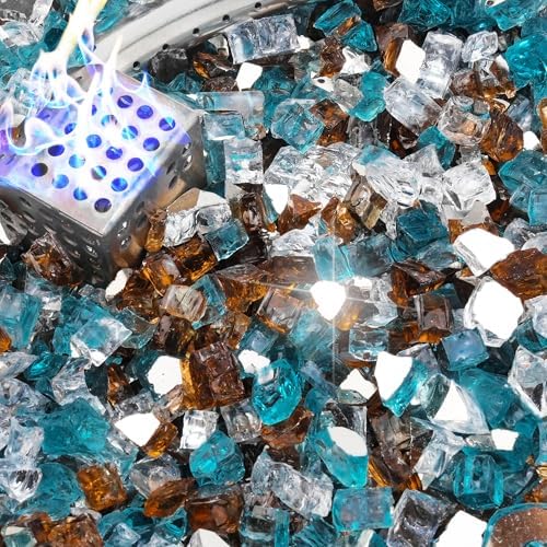 NUPICK 20 Pound Fire Glass, 1/2 Inch Reflective Fire Pit Glass by CreateAmazingChoice
