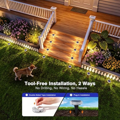 YiLaie Solar Ground Lights Outdoor IP68 Waterproof, Warm White 8 Pack - Image 5
