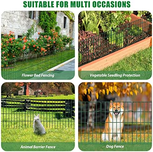 30 Pack Decorative Garden Fence Total 32.5ft (L) x 24in High 1.44" Gap Metal Wire Rustproof Small Animal Barrier Fence Easy Assembly Patio Yard Seedlings Protection Fencing Border Green - Image 6