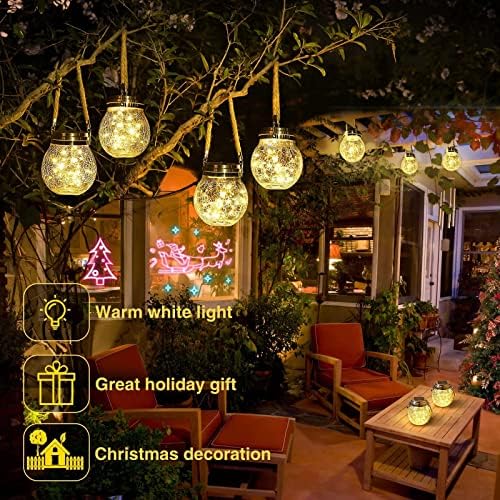 ROSHWEY Solar Lantern Gifts for Women, 4 Pack Hanging Garden Decor Lights Outdoor Waterproof with 30 LED for Halloween Christmas Easter Gift - Image 4
