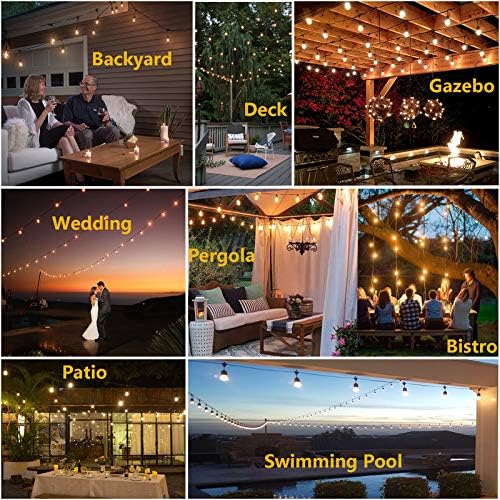 Outdoor String Lights for Outside LED 150 FT Shatterproof Patio Lights with 50 Waterproof Bulbs for Outdoor Backyard Bistro Gazebo Lights, 2-Pack - Image 5