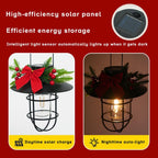 2 Pack Christmas Solar Hanging Lantern with Red Bow & Berry Decor - Image 4