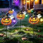 2 Pcs Solar Halloween Pumpkin Outdoor Lights Jack O Halloween Garden Stakes - Image 6
