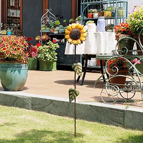 Vintage Metal Sunflower Garden Stake Metal Garden Yard Lawn Patio Decor Sunflower Decoration Outdoor 39'' - Image 6