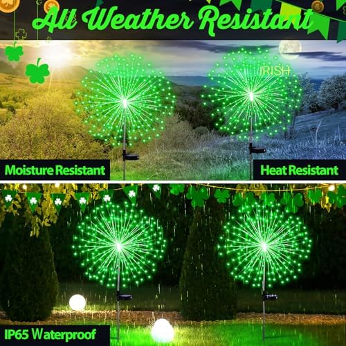 Tujoe 6 Pcs Halloween Solar Firework Stake Lights 180 LED 8 Modes - Image 5
