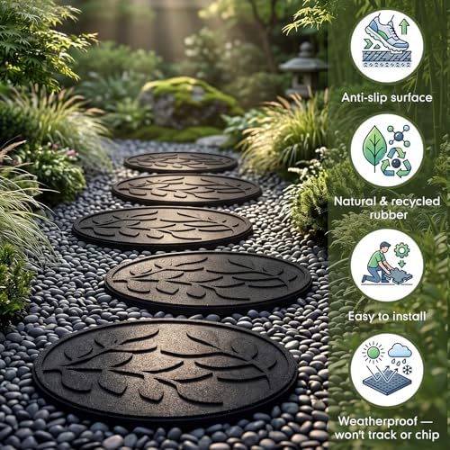 Nuanchu Leaf 8 Pack Rubber Stepping Stones 17" - Image 5