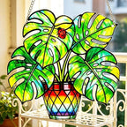 Plant Suncatcher Glass, Stained Glass Suncatcher Plant Window Hanging, Unique Nature Lover Gifts Leaf (Monstera) - Image 4