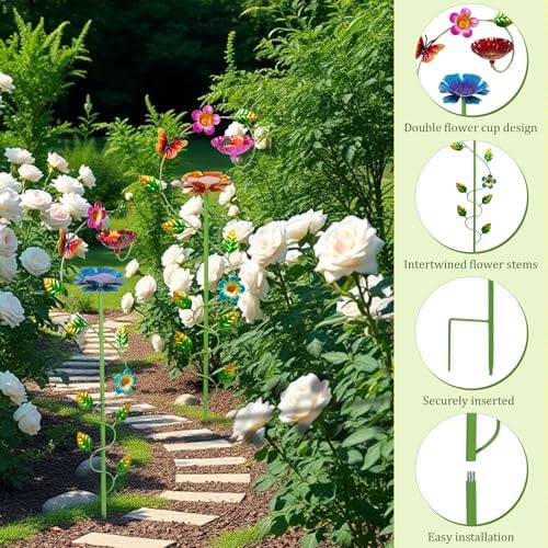 Bee Watering Station for Garden, Colorful Double-Flower Bee Bath - Image 4
