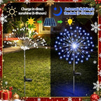 Tujoe 4 Pcs White Snowflake Solar Lights 90 LED 8 Modes Waterproof - Image 6