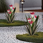 Homight Metal Agave Plant Outdoor Decoration Lily Mexican Yard Art Garden Gift Home Decor Hand Painted Metal Agave Garden Yard Statue, Outdoor Lawn Ornaments(3 Big Red Lilies) - Image 2