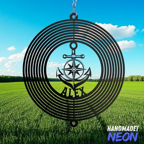 Personalized Ballerina Dancer Wind Spinner Sublimation Custom Name Ballet Dance Metal Art Laser Cut Design 3D Decor for Garden Yard Outdoor Indoor Patio Lawn Porch Girl Woman Gifts (Anchor Geometric) - Image 2