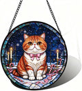 Stained Glass Window Hanging Exotic Cat Suncatcher Gifts for Sister 9.8" by Unknown