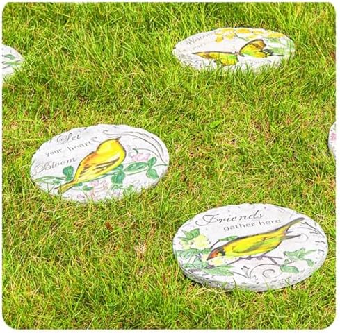 Kunovo 3pcs Garden Décor Stepping Stone, Dimensional Round Walkway Path Stones with Butterflies, Animals or Birds Print, Fun Cute Yard Lawn Step Stone (Size : Birds), 58741 - Image 5