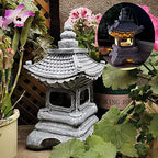Buddha Statue,Solar Powered Pagoda Japanese Zen Garden Decor Lantern Pagoda Statue Buddha Ornament Gift,13.6in - Image 4