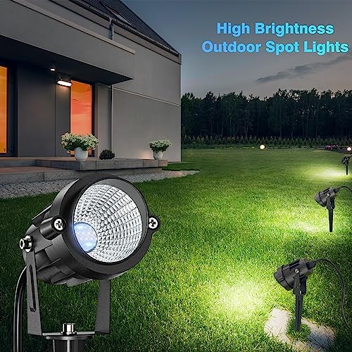 High Brightness 1000LM Outdoor Spot Lights for Yard, 3500K Warm White Spot Lights Outdoor with 4.9FT Electric Cord, 10W LED IP66 Waterproof Landscape Spotlights for Garden Tree Flag - 4 Pack - Image 2