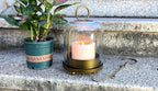 5"x7.5" Versatile Modern Metal Hurricane Lantern with Handmade Sturdy Glass Dome in Antique Brass for 3" Pillar Candle & Plants, Industrial, Farmhouse, Shabby Chic (Brass, 5"x7.5" for 3" Pillar) - Image 6