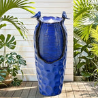 Autodaya 33" Vase Ceramic Outdoor Water Fountain with Lights and Birds by Unknown