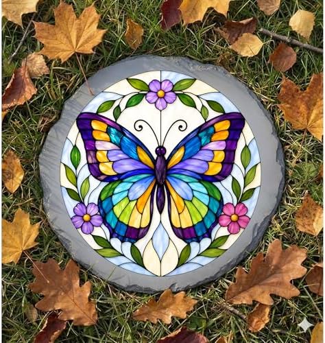 Magnolia Garden 10-Inch Multi-Color Butterfly Stepping Stone - Faux Stained Glass Insect Garden Stone, Weather-Resistant Resin Pathway Accent, Floral Vine Outdoor Yard Decor & Walkway Plaque - Image 6