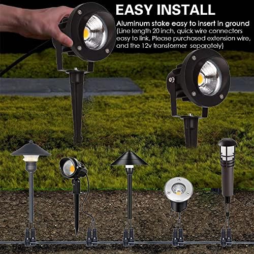 20W Led Spotlights Outdoor Landscape Lights,Low Voltage Led Landscape Lighting, 12V ~24V AC/DC Waterproof Landscape Spotlights with Stake for Tree Flag Lights 3000K Ultra Warm White (4Pack) - Image 4