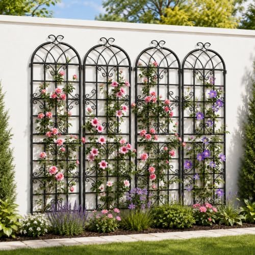 4-Pack 87" x 20" Butterfly Arch Black Metal Garden Trellises by Ultym