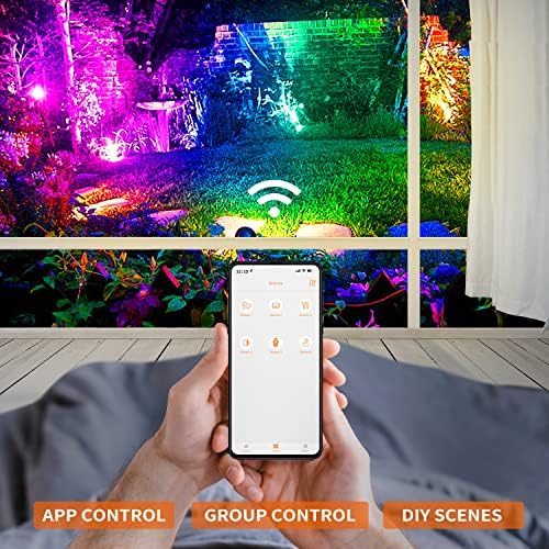 Outdoor Spotlight,15W RGBW Color Changing Landscape Lights 12V Low Voltage Landscape Lighting APP Control, IP67 Waterproof Outdoor Spot Lights for Yard Garden Pathway Decorations, 2Pack - Image 4