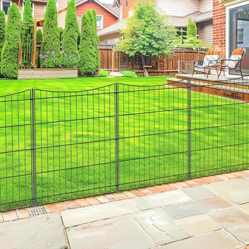 INJOPEXI Decorative Garden Fence 6 Panels 11.8ft(L)×30in(H) Garden Fences Outdoor with 6 Panels Rustproof Metal Wire No Dig Temporary Animal Barrier Fencing for Backyard Patio - Without Fence Gate by INJOPEXI