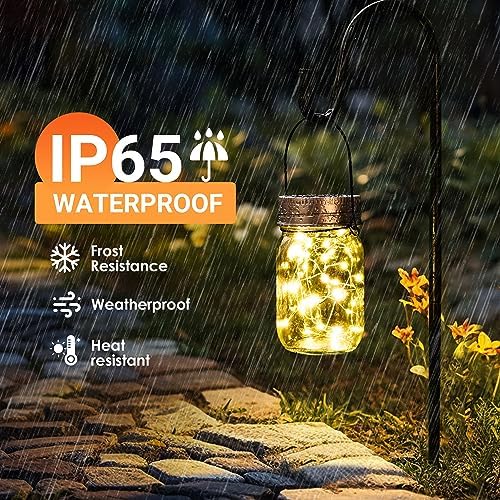 GIGALUMI Solar Mason Jar Lights, 12 Pack 30 Led String Fairy Lights - Image 6