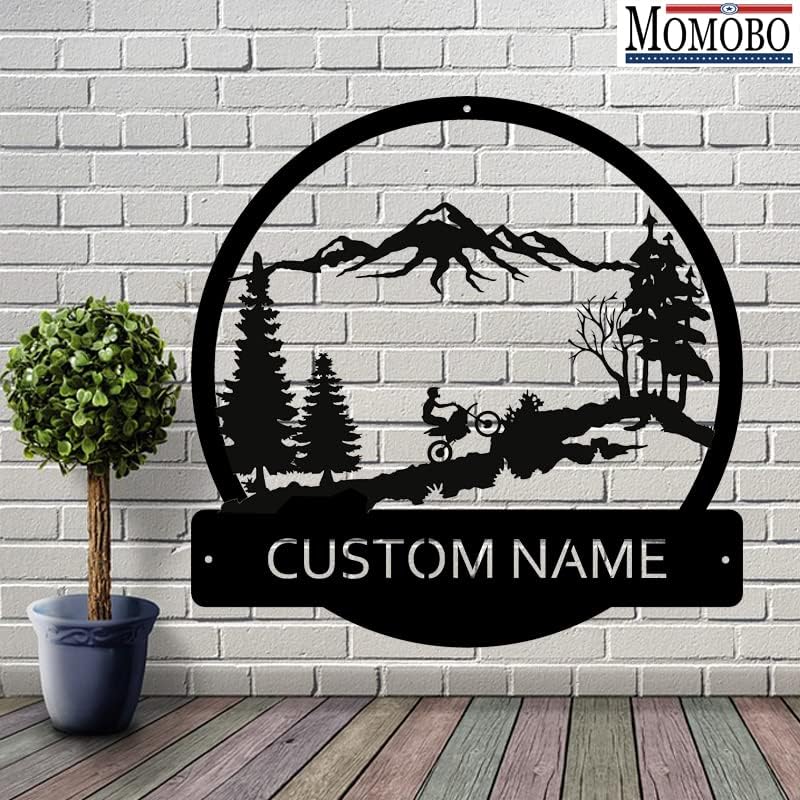Mountain and Motorcycle Custom Name Sign Metal Wall Art Personalized Last Name Plaque Outdoor Metal Wall Art Personalized Gift for Wedding/Housewarming - Image 6