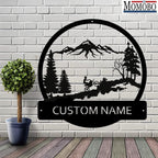 Mountain and Motorcycle Custom Name Sign Metal Wall Art Personalized Last Name Plaque Outdoor Metal Wall Art Personalized Gift for Wedding/Housewarming - Image 6