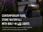 Freestanding Outdoor Water Fountain with Planter, Tiered Resin Design - Image 4