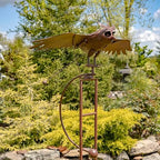 Large Rocking Animals with Flapping Wings Garden Stakes (Flying Owl, Rust Brown) by ZaerLtd