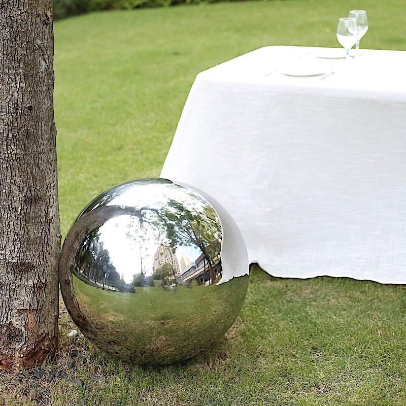Balsa Circle 20 in Silver Stainless Steel Globe Gazing Reflective Mirror Balls Outdoor Garden Decor Centerpieces Wedding Party Events Reception Home Decorations Modern Ornaments Landscaping Accents - Image 7