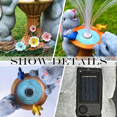 Solar Rabbit Garden Statues Outdoor Decor with LED Lights, Resin Rabbits Figurine Lights Decorations Colour Changing Fiber Optical Light, Outside Lawn Decor for Yard, Unique Housewarming Gift - Image 6