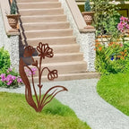 Rustic Floral Metal Garden Stake, 11.81Inch Outdoor Decoration with Flower Design, Durable Metal Construction for Patio, Balcony, Yard - Image 3