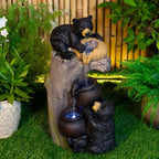 24" Outdoor Water Fountain with LED Lights, Bear Tree Stump Decor - Image 2