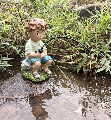 coolboy Garden Pond Boy Fishing Outdoor Statue,Yard Koi Pond Decorations by CoolBoyWelcometovisit