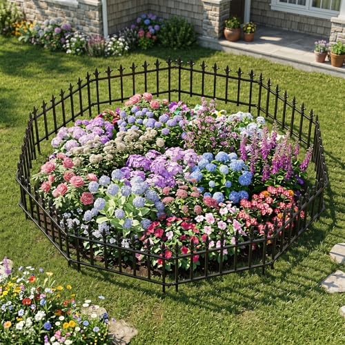 Giantex 10 Panels Decorative Metal Garden Fence, 18 FT No Dig Garden Border Fence with Fleur-de-Lis Finials, 17" H Heavy Duty Flower Bed Edging Fence, Folding Landscape Fencing for Yard, Pathway - Image 3