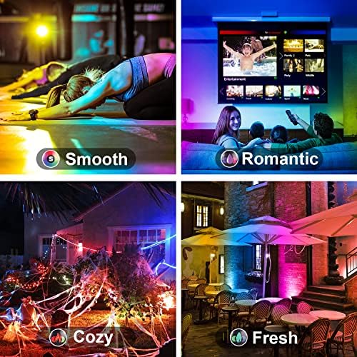 LED Flood Light Outdoor 500W Equivalent Color Changing Landscape Lighting, 24H Timing+120 Colors Strobe+2700K Warm White+DIY Flash, IP66 Waterproof Up Stage House RGB Led Light Indoor US 3-Plug 6Pack - Image 4
